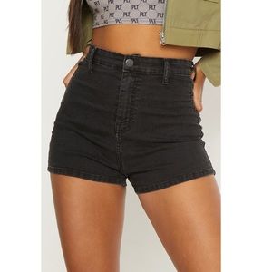 PrettyLittleThing Washed Black Disco Shorts